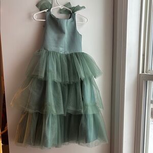 Elegant Eucalyptus Green Tulle Dress